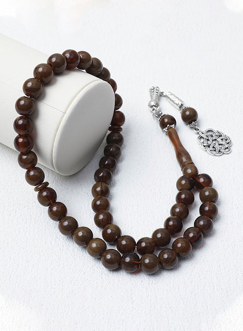 سبحة إسلامية من راتنج العنبر 45 حبة مقاس 10 مم، مسبحة تسبيح للمسلمين، سبحة أنيقة للرجال والنساء مناسبة للاستخدام اليومي والهدية - Image 4